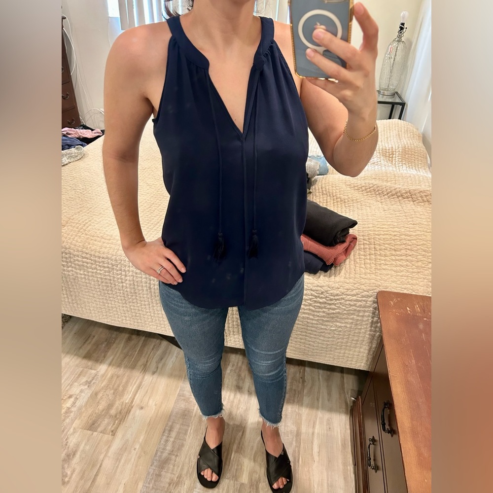 Navy Top with Tassels